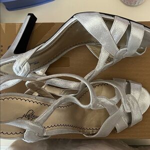 Platinum B.P Silver Strappy Heels